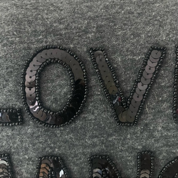 BOW & DRAPE “Love Triangle” Pizza Sequin Embellished Grey Sweatshirt Size M - Picture 5 of 12